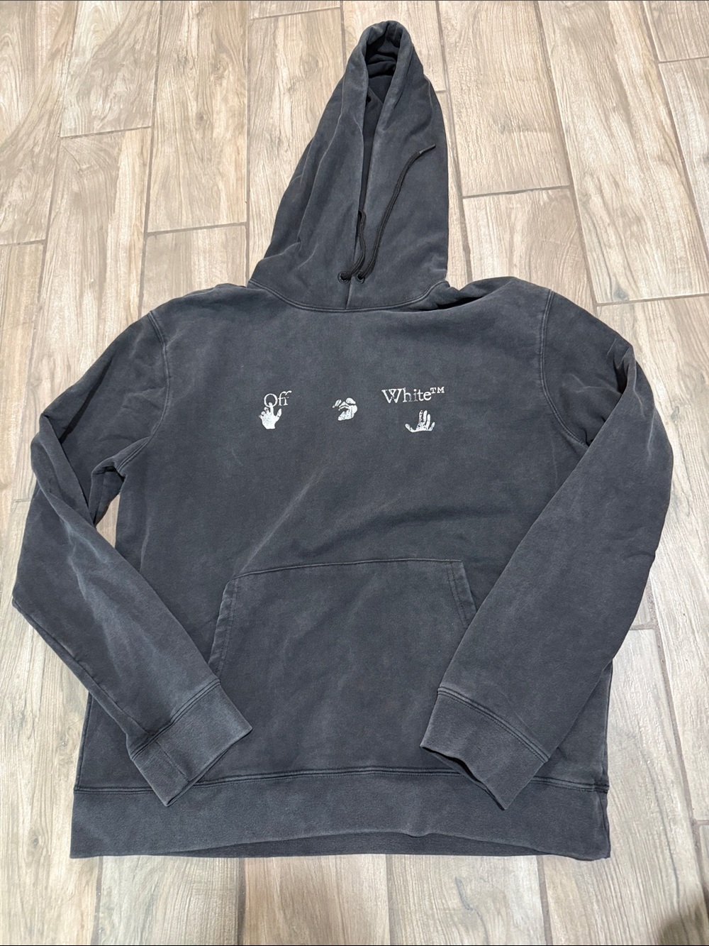 Off-White Black Washed Graphic Hoodie